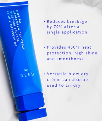 R+Co BLEU Essential Air Dry Blow Dry Creme | Lightweight Heat Protectant Styling Cream for Frizz Control + Hydration & Shine | Nourishing Hair Smoother for All Hair Types