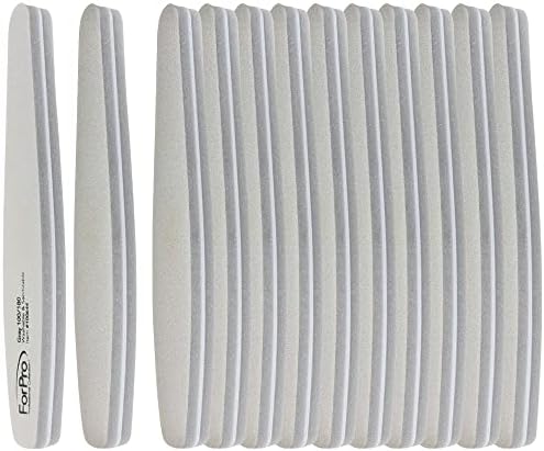 ForPro Professional Collection Expert Sponge Board, 100/180 Grit, Double-Sided Nail Board, 7” L x 1.25” W, 12-Count