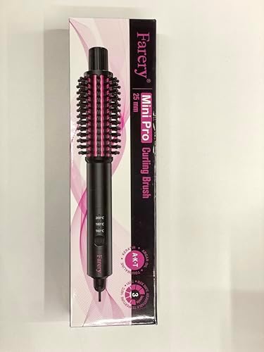 Mini Thermal Brush 3 Temperature Adjustable, Travel Curling Iron for Short Hair 1 Inch, Heated Round Brush for Soft Curls, Lightweight Curling Wand Perfect for Bouncy Hair, Dual Voltage