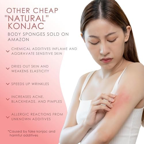 Konjac Body Sponge (2 Pack) | 100% Natural & Microplastic Free | Non-Toxic | Biodegradable | Eco-Friendly | Plastic Free Packaging