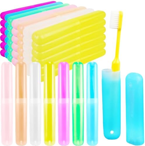 49 Pieces Travel Toothbrush Holder Portable Toothbrush Case Cover Protector Plastic Dust-proof Toothbrush Cases for Travel Bathroom Indoor Outdoor Travel Trip Camping School