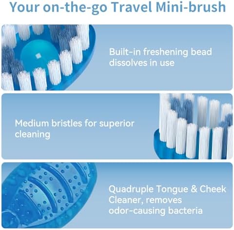 Disposable Mini Travel Toothbrushes, 5-in-1 Pre-Pasted Mini-Brush+Floss+Pick+Tongue Scraper,On The Go Toothbrush with Freshening Bead, Coolmint, 40 Count