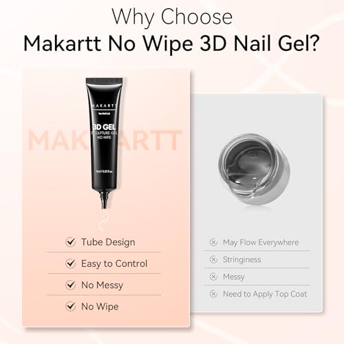 Makartt 3D Gel Nail Art 2 Pcs 15g Nail Sculpting DIY No Wipe 3D Molding Gel for Nails Decoration, Manicure Sculpture Nails