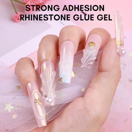Makartt Nail Rhinestone Glue with 3D Gel Kit – Super Strong Nail Charm Glue & Sculpting Gel for DIY Nail Art, Drawing, Molding & Embossed Designs, Easy to Use for Nail Lovers & Beginners