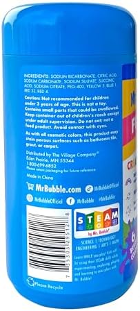 Mr. Bubble Fizzy Tub Colors Bath Water Coloring Tabelets, 6 Bright Colors, Red, Orange, Yellow, Purple, Blue and Green, Fragrance Free, Cap Makes Colorful Waterfall (3 Jars, 150 Tablets Each)