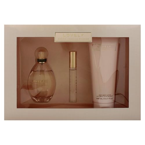 SJP Lovely - Women's Perfume and Body Care Gift Set - Includes Eau De Parfum, Rollerball, and Soft Lotion in Iconic Lovely Fragrance - Notes of Mandarin, Lavender, and Apple - 3 pc