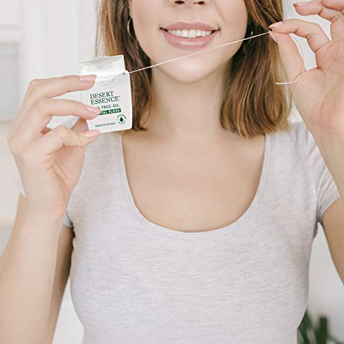 Desert Essence, Tea Tree Dental Floss 50 yd - Gluten Free - Cruelty Free - Naturally Waxed with Bees Wax - No Shred Floss - Tea Tree Oil - Removes Plaque and Build Up, pack of 6