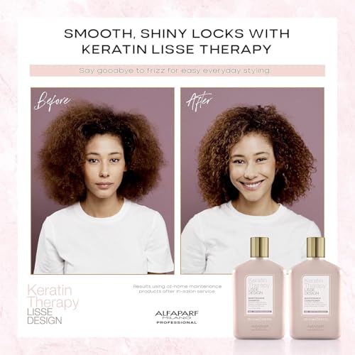 Alfaparf Milano Lisse Design Keratin Shampoo for Damaged Hair - Anti-Frizz - Maintains Brazilian Keratin Therapy - Smoothing, Straightening and Hydrating with Collagen (8.45 oz)