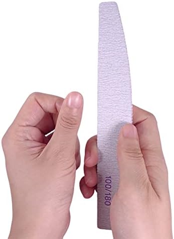 Nail Files (100 Pcs), 100/180 Grit Nail File Emery Board Bulk for Acrylic Nails and Natural Nails, Limas para Unas Acrilicas Profesional Pack Filers for Gel Nail Double Sided Manicure Curved Gray