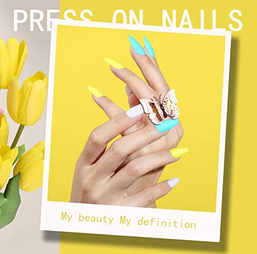 FANDAMEI Press on Nails Almond Matte, 24 Colors 576PCS Press on Nails Medium Almond Matte, Acrylic Medium Fake Nails Full Cover, Natural Press on Nail, False Nails with Nail Glue