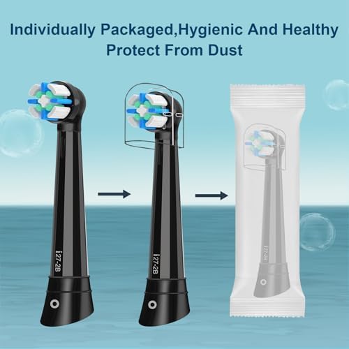 8PCS iO Replacement Heads Compatible with Oral B IO 2/3/4/5/6/7/8/9/10 Series Electric Toothbrush,Compatible with Oral B io Series Toothbrush Heads with Medium Bristles,Black