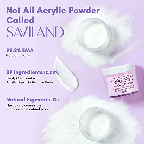 SAVILAND Acrylic Nail Kit with Drill: 15g White Pink Clear Acrylic Powder and Liquid Set with False Tips Nail Forms Brushes Primer Top Gel Manicure Tools Kit with Everything for Beginners Home DIY