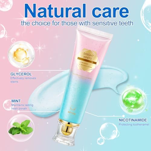 Advanced Niacinamide Whitening Toothpaste - Brightens Teeth Safely, Strengthens Enamel & Provides 24-Hour Fresh Breath Fluoride-Free Formula is Suitable for Sensitive Teeth