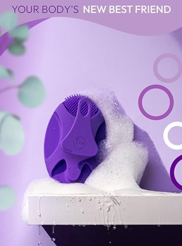 Juve Silicone Shower Scrubber- Body and Face Exfoliator for Women and Men- Exfoliating Bath Brush for Showering- Wash Away Excess Skin- Bathing Essentials Products and Accessories for Hygiene