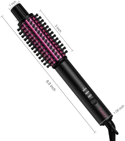 Mini Thermal Brush 3 Temperature Adjustable, Travel Curling Iron for Short Hair 1 Inch, Heated Round Brush for Soft Curls, Lightweight Curling Wand Perfect for Bouncy Hair, Dual Voltage