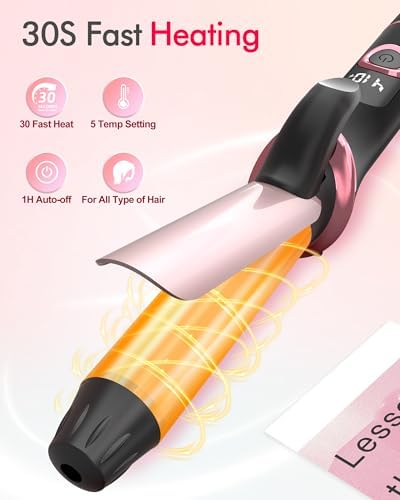 Mini Curling Iron for Travel, Dual Voltage Curling Wand with European, UK Plug Adapter, Small Wave Hair Curler for Short, Long Hair, Tiny Long Barrel Hot Tool Temp Control up to 410℉, 1 Inch