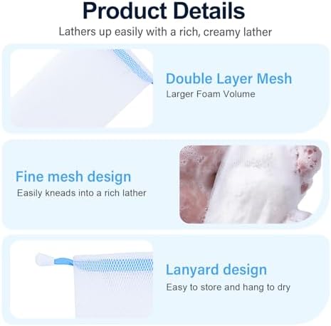 Foaming Mesh Bag for Soap,2025 New Soap Bag Soft for Shower,Soap Pouch Saver with Drawstring for Shower, Exfoliating, Foaming and Drying, Hangable (Mix Color/10pcs)