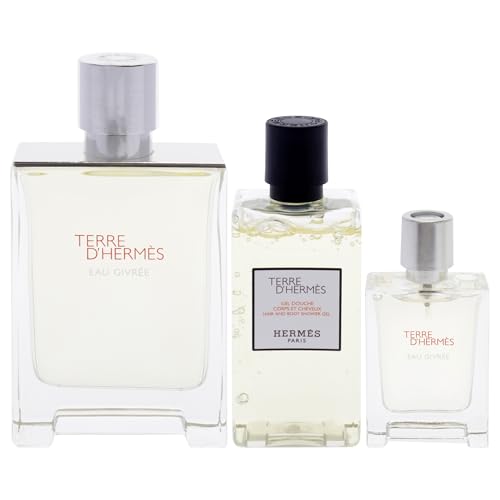 Terre DHermes Eau Givree by Hermes for Men - 3 Pc Gift Set 3.3oz EDP Spray, 0.41oz EDP Spray, 2.7oz Shower Gel