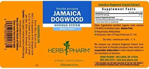 Herb Pharm Jamaica Dogwood Liquid Extract for Minor Pain - 4 Ounce