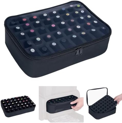 Small Clear Nail Polish Organizer Holds 40 bottles(15ml-0.5fl.oz) Nail Polish Case Multifunctional Nail Polish Bag organizer, Cosmetic Travel Makeup Bags for Women Black