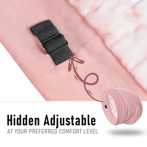 Silk Bonnet for Sleeping 100% 19 Momme Mulberry Adjustable Hair Wrap Curly Double Layered Night Cap Anti Frizz Women 1Pcs (Pink)