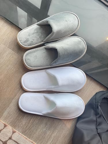 GONG GONG 6 Pairs Non Slip Disposable Slippers, Washable & Reusable, Closed Toe Crystal Velvet Slipper for Guest, Bathroom, House, Hotel, Party, SPA, Wedding