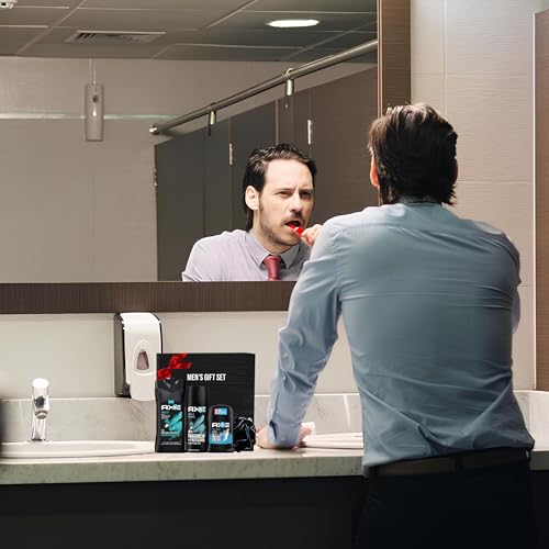 Father's Day Gift Set for Men, Includes Apollo Body Wash, Apollo Deodorant Stick, Ice Chill Deodorant Stick, Men's Shower Loofah in Gift Box, for Him Dad Fathers Man Boyfriend