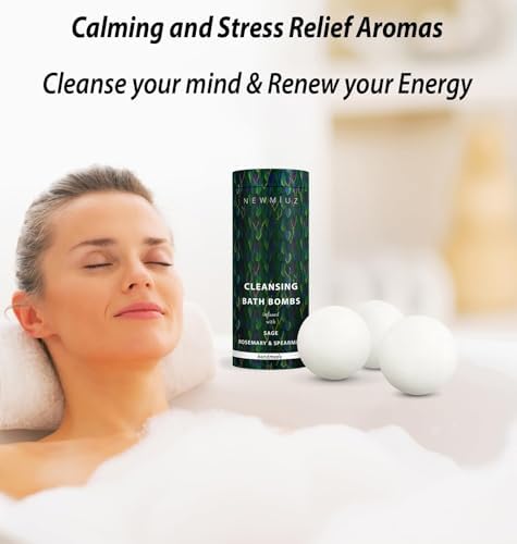 Sage Bath Bombs Spiritual Bath Energy Clearing Protection Shielding Smokeless Smudging Sage Rosemary and Spearmint Relaxation Stress Relief Spa Gift