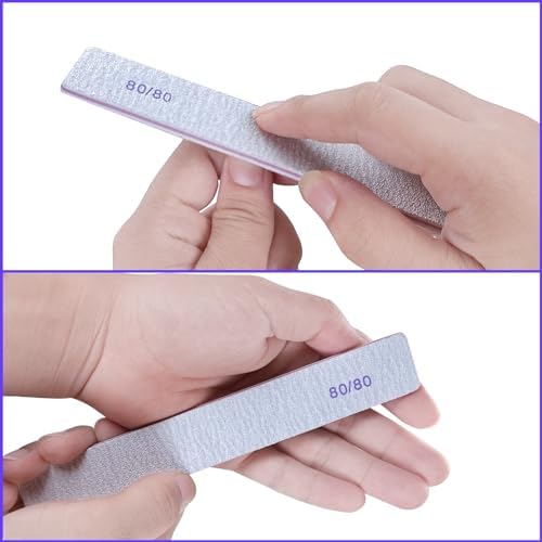 80/80 Grit Nail Files (50 Pack), Heavy Coarse Emery Boards for Acrylic Nails and Gel Nails, 80 Grits Double Sided Nail File Emory Professional Nail Filer Reusable Washable Manicure Square Gray