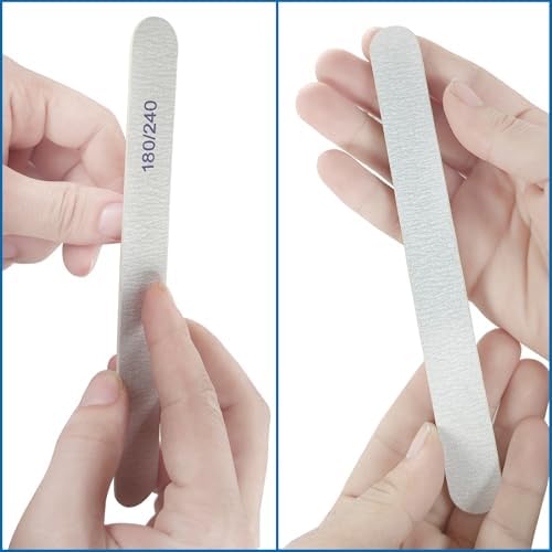 Nail File (100 Packs), Emery Boards for Nails 180/240 Grit Nail Files for Natural Nails Wood Double Sided Emory Fingernail Files Professional Reusable Manicure Pedicure limas para uñas