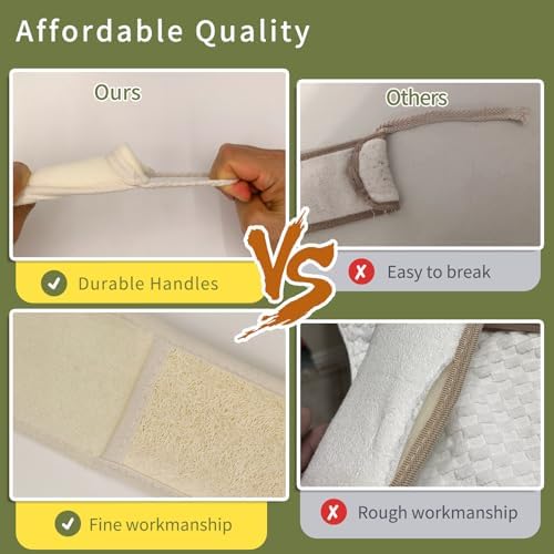 Natural Loofah Strap,Back Scrubber Made from Organic Loofa for Shower,Exfoliating Bath Luffa Sponge for Men and Women (2Pack)