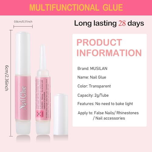 Nail Glue,Super Strong & Long-Lasting Nail Glue for Broken Acrylic Nails Press on Nails,Professional Ultra Quick Adhesive for Nail Art Supplies,0.07OZ/PCS(80PCS)