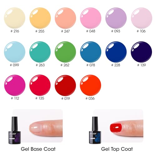 Gellen Gel Nail Polish Set, 16 Colors, UV Gel Polish Kit with Top and Base Coat, All Season Gift Set