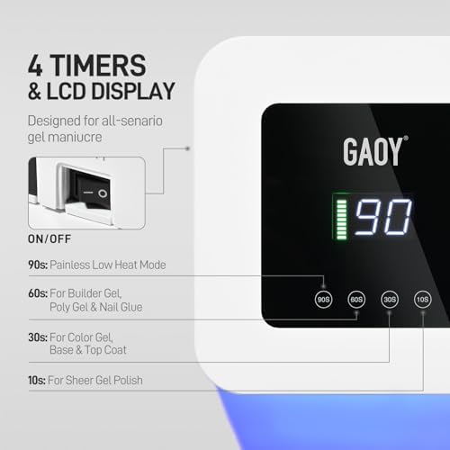GAOY Cordless UV LED Nail Lamp for Gel Nails, Rechargeable UV Light, Professional Nail Dryer with 4 Timers, Automatic Sensor and Sensitive Mode for Fast Curing, White