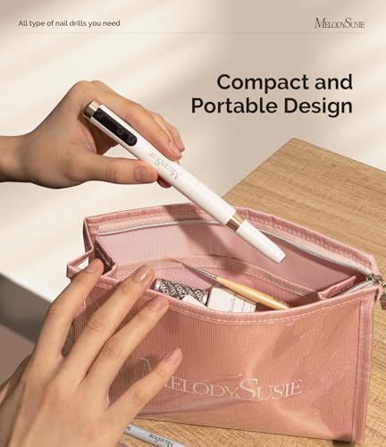 MelodySusie Portable Electric Nail Drill, Cordless 30000RPM Nail EFile with Drill Bits & Ultra Fine Sanding Bands for Manicure Pedicure, Professional Nail File Tool for Women, PM170F White