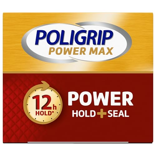 Poligrip Power Max Power Hold plus Seal Denture Adhesive Cream, Denture Cream for Secure Hold and Food Seal, Flavor Free - 2.2 oz (Pack of 4)