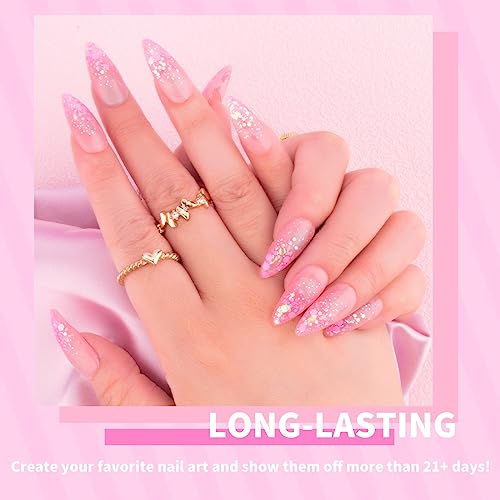 Glitter Gel Nail Polish Set -12 Colors Sparkle Sequins Gel Polish Resplendent Colorful Trendy Translucent Glitter Solid Nail Polish Kit Soak Off UV LED for Home DIY Salon with Brush