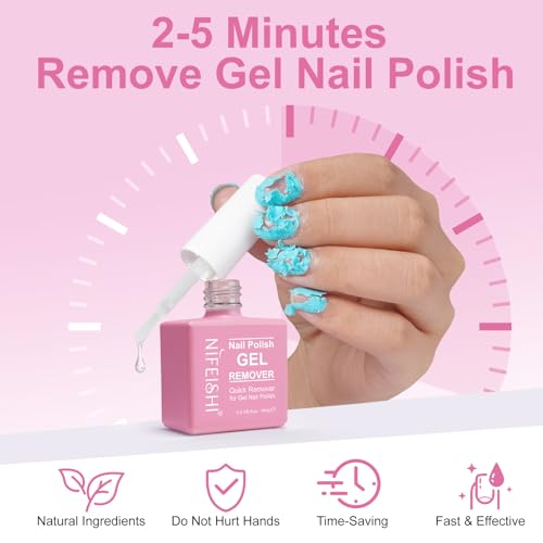 Gel Nail Polish Remover, (2PCS) Gel Polish Remover Kit, Professional Removes Soak-Off and UV Art Nail Lacquer in 3-5Mins, Don't Hurt Your Nails - 15Ml