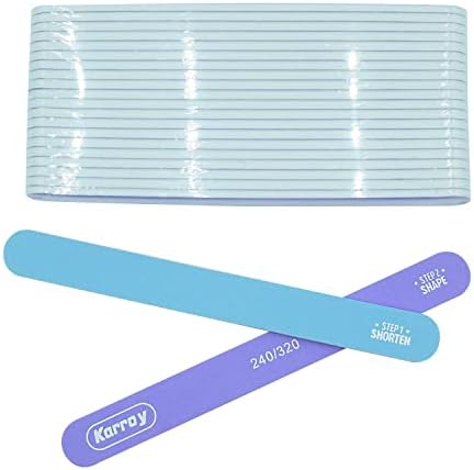 Nail File and Buffer for Natural Nails Dual Sided 2 Steps Shorten and Shape Nail Tools 20pcs 240/320 Grit