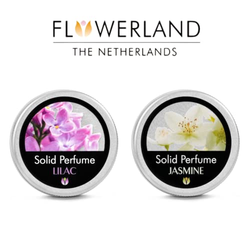 Flowerland Solid Perfumes Set Jasmine, Lilac - Portable Pocket Balm Perfumes Perfect for Travel Use - Natural Fragrance Parfums for Men and Women - Natural & Vegan