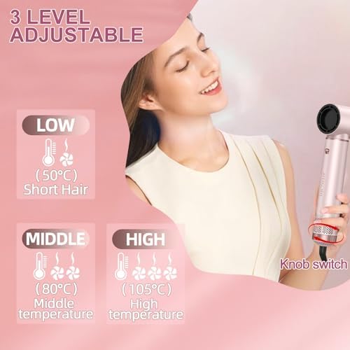 5 in 1 Hot Air Brush - Blow Dryer Brush & Air Curling Wrap Styler with Negative Ion Technology, Hair Dryer Brush for Drying, Curling, Straightening & Styling, Professional Hair Styling Tools