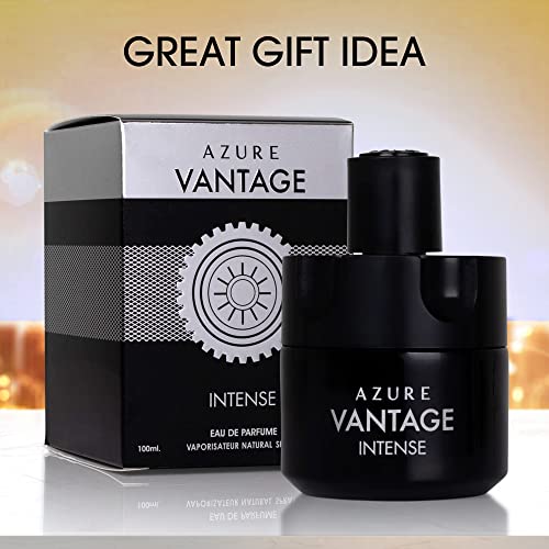 NovoGlow Azure Vantage Intense Eau De Parfum Spray - Long Lasting Warm & Masculine Fragrance - 100ml - Includes Carrying Pouch - Gift for All Men & Occasions