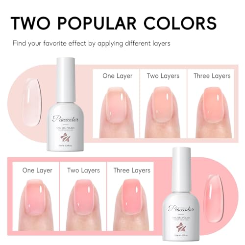PEACECOLOR Gel Nail Kit Almond, 240Pcs Almond Clear Nail Tips with Portable U V Light, 2pc Pink Nude Jelly Gel Polish with Nail Glue Top Coat Easy Nail Extension Set DIY Nails Art Gift for Women