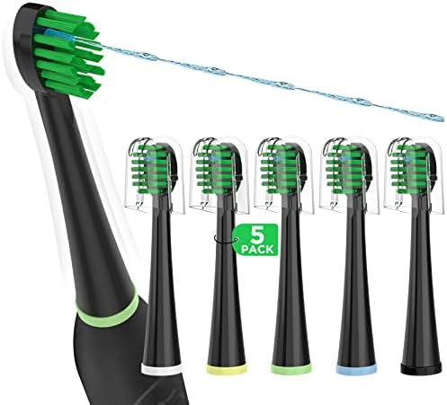 Replacement Toothbrush Heads for All Waterpik Sonic Fusion Models (SF-01, SF-02, SF-03, and SF-04 Series), Compact, with Covers, 5 Count, Black