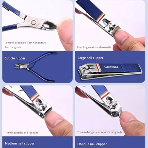 Nail Clippers Set - 19 Piece Manicure & Pedicure Kit, Stainless Steel Fingernail & Toenail Tools with Luxurious Travel Case for Men & Women