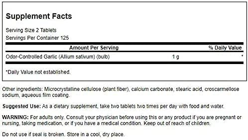 Swanson Best Garlic Odor-CNTRL 500MG 250 TAB