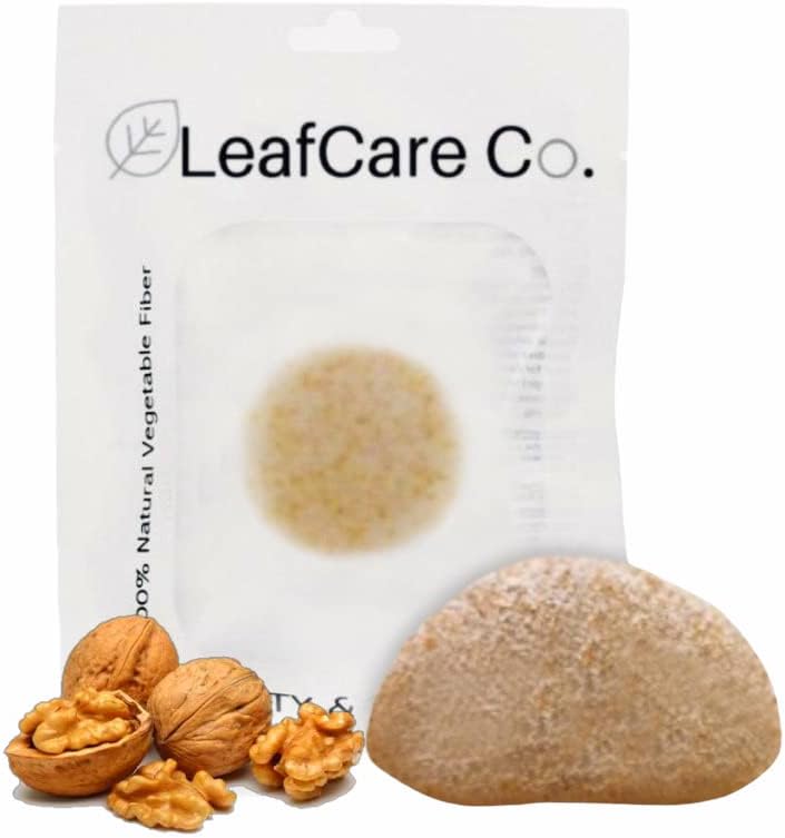 Konjac Sponge - Walnut Shell- Deep and Gentle Exfoliation - Remove blackheads - Premium Quality