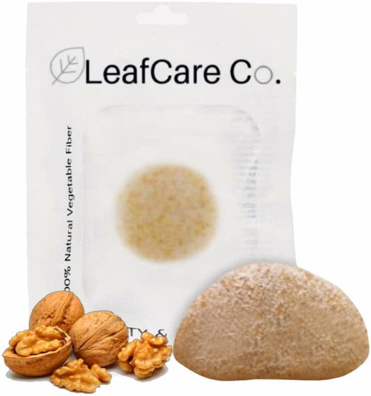 Konjac Sponge - Walnut Shell- Deep and Gentle Exfoliation - Remove blackheads - Premium Quality