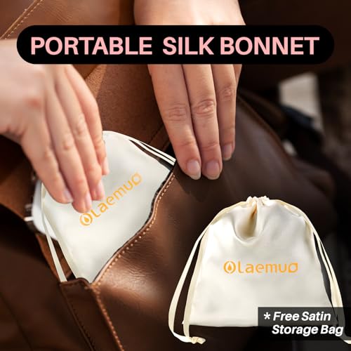 Long Silk Hair Bonnet for Sleeping Women/Men, 100% Real Mulberry Silk Hair Wrap for All Long Hair Types, Night Cap for Hair Care/Hairstyle, Rosy Pink