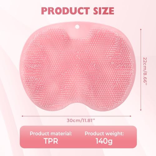 Silicone Shower Foot Scrubber Mat, 2025 Upgraded Shower Foot & Back Scrubber Massage Pad, Foot Back Cleaning Pad Wall Mounted Suction Cups Bath Wash Pad for Women Men (Blue)